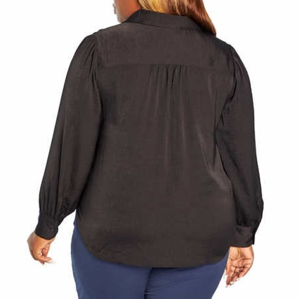 NWT! Banana Republic Women's Black Satin Long Sleeve Blouse - Size XL - Picture 8 of 15